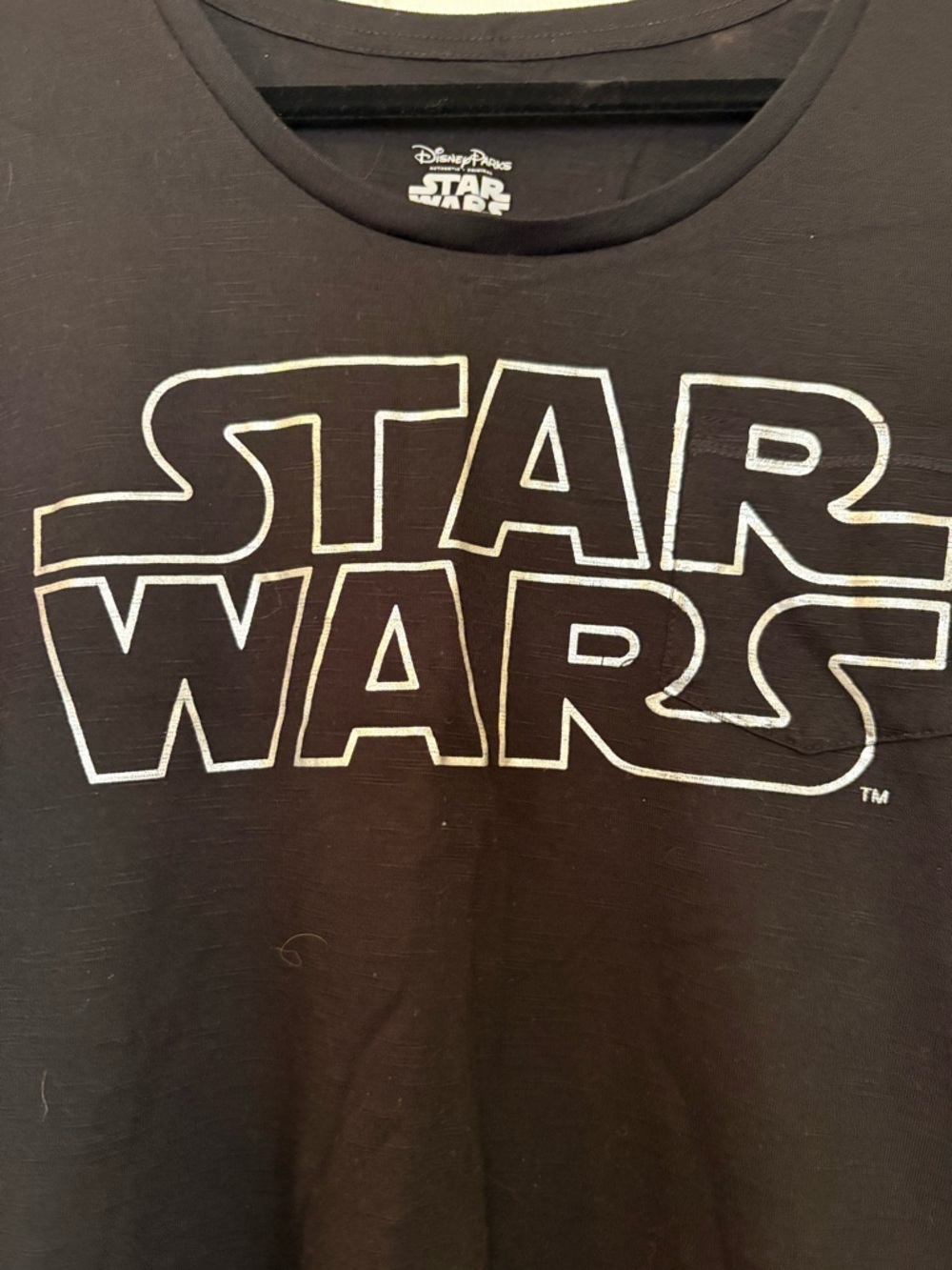 Star Wars Black Tee with Silver Metallic Sleeve Stripes - Picture 2 of 5